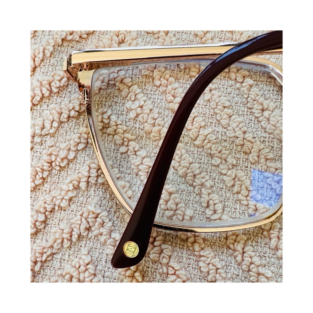Elegant Cat Eye Full Rim Glasses Burgundy and Gold. - Picture 8 of 10